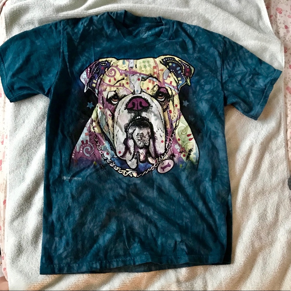 TIE-DYE BLUE DOG art cotton shirt size medium